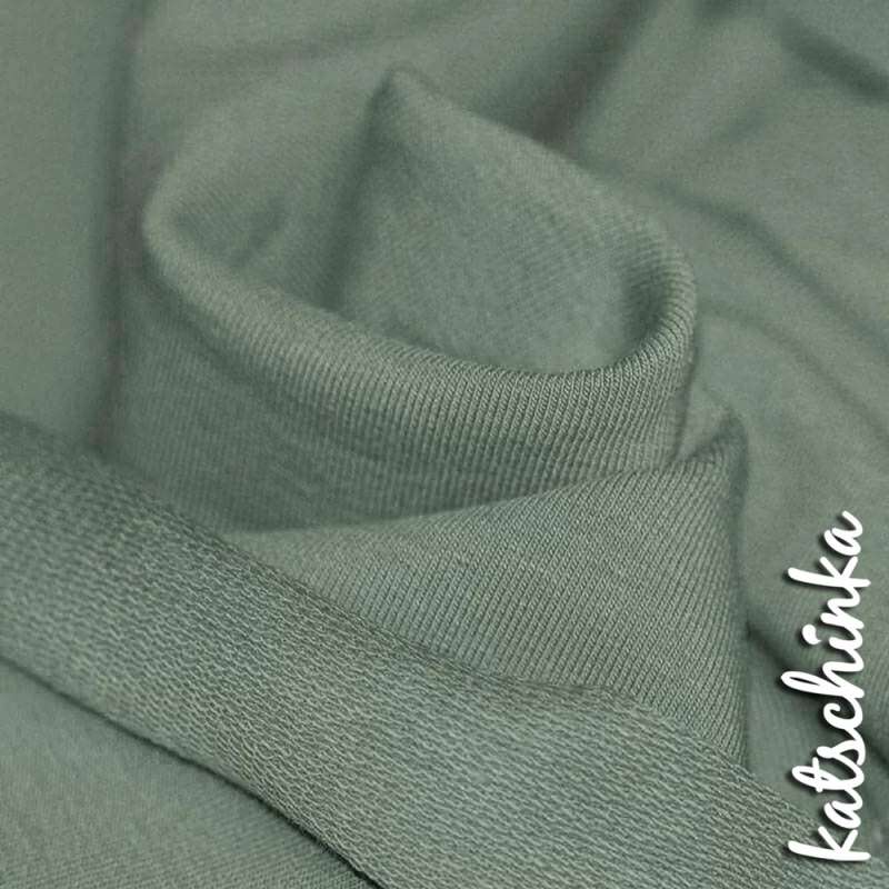 Sommersweat Stoff dusty mint als Meterware – elastischer French Terry Sweatstoff